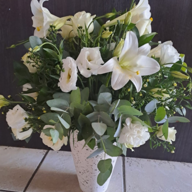 White with Greenery