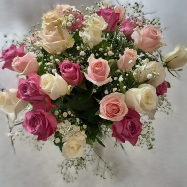 Pink and White Flower Vase