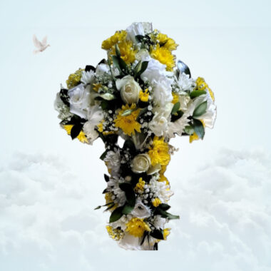 Cross Med Floral Arrangement White & Yellow